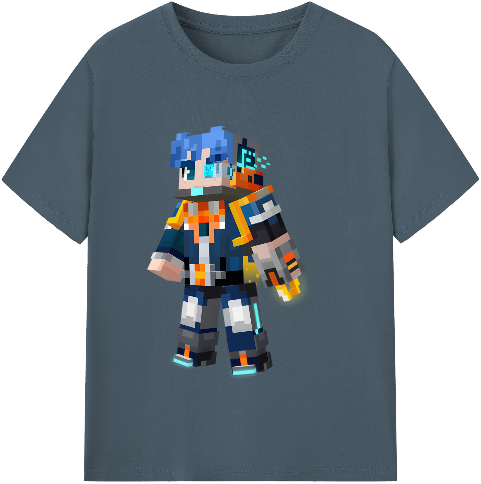 （画像用） マインクラフト ブロックの世界 Minecraft MC Block world 綿100％半袖Tシャツ（フロントプリント）